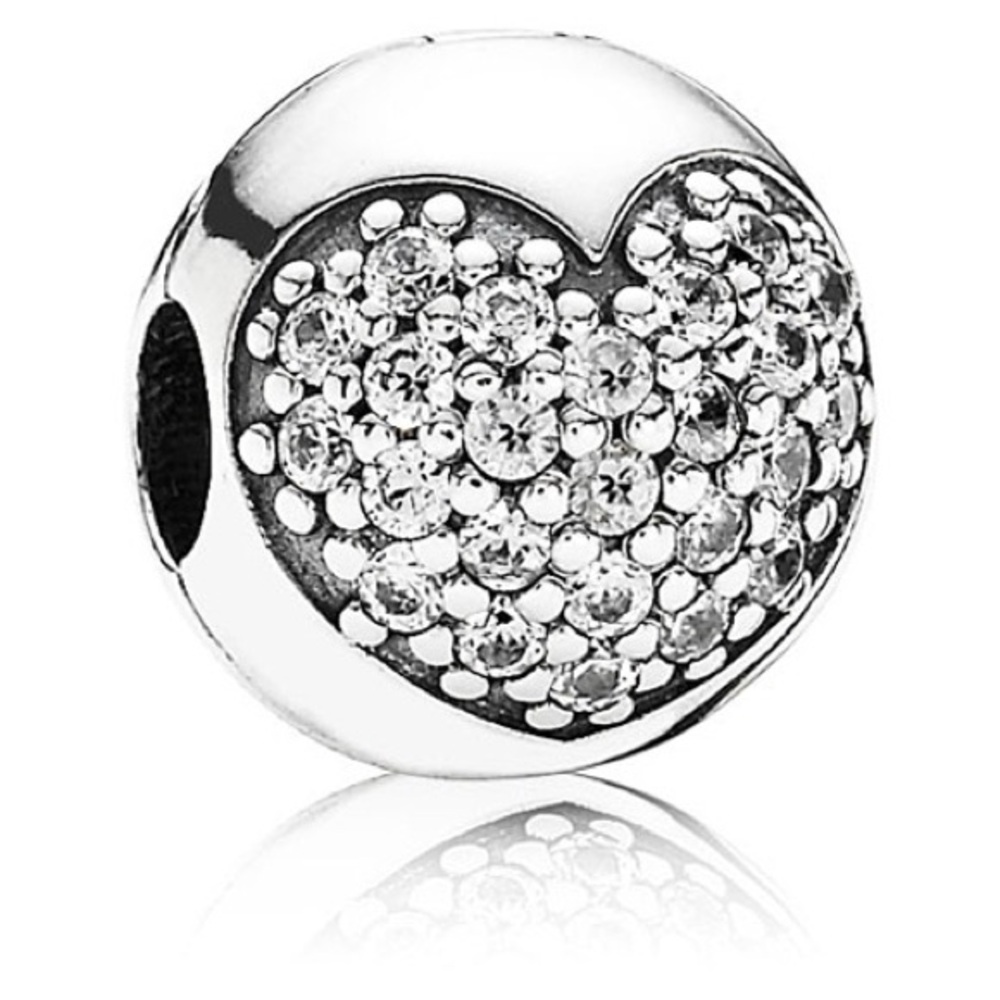 Genuine Retired PANDORA Love of My Life Clip with Pave Heart; 791053CZ
